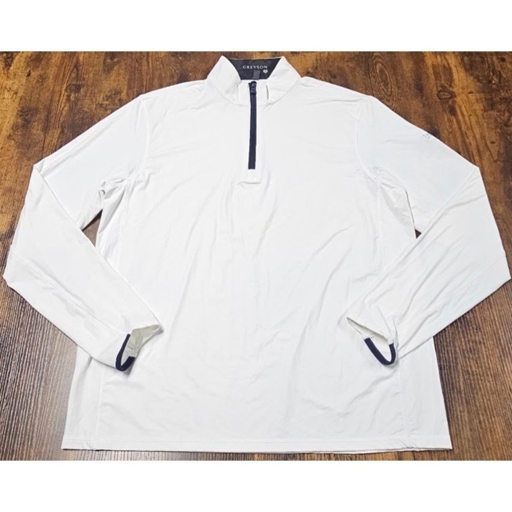 Greyson 1/4 Zip Mockneck Active Wear Men's Long Sleeve Shirt White Size Large